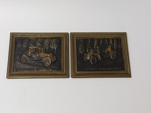 Pair brass plaques of - of,